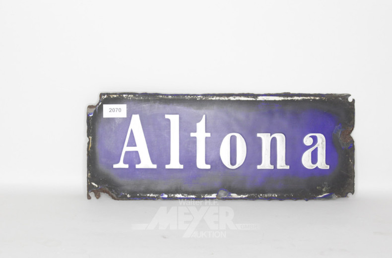 Metallschild ''Altona'', emailliert,