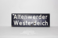 Metallschild ''Altenwerder-Westerdeich'',