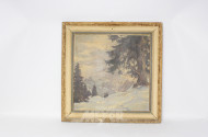 Gemälde ''Gebirgsswald im Winter'',