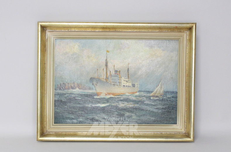 Gemälde, ''Dampfer vor Küste'', u.re. bez.