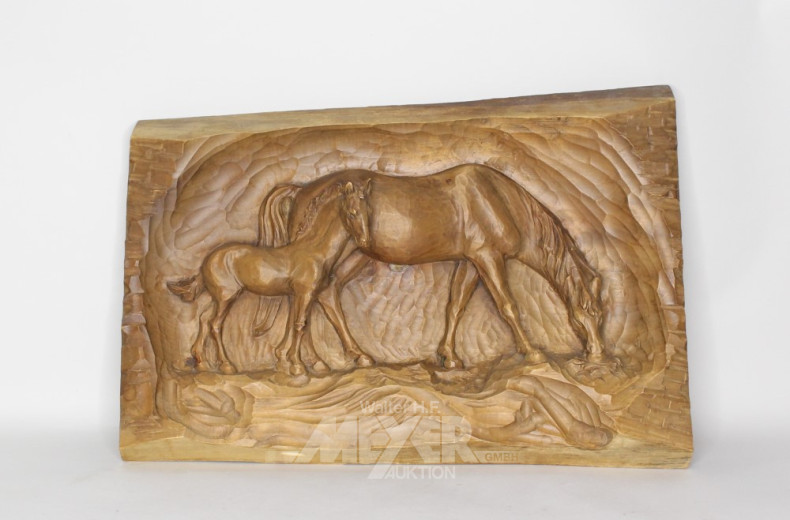 Reliefbild/Schnitzerei ''Pferde'',