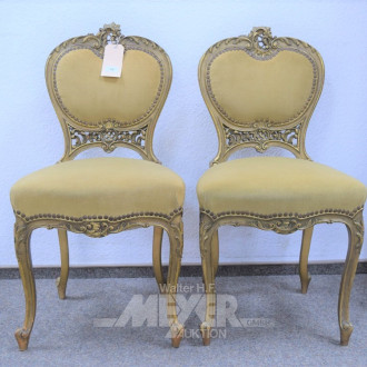 2 Stühle, Holzgestell goldfarben,