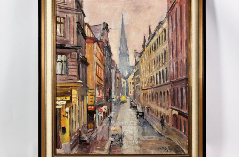 Gemälde, ''Straße in Alt-Hamburg''