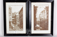 2 Holzschnitte/Handdrucke ''Alt-Hamburg''