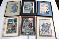 6 Farbgraphiken, Japan, einzeln gerahmt
