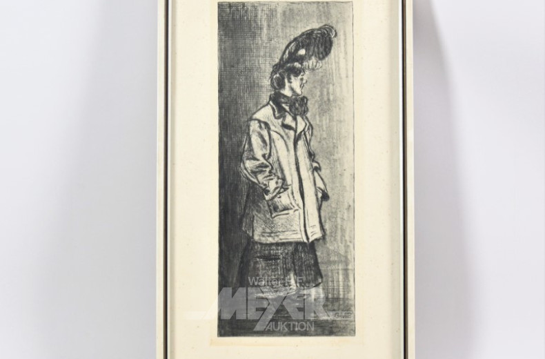 Druckgraphik, ''Frau mit Hut''