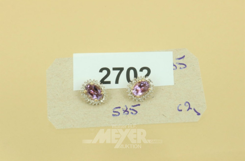 Paar Ohrstecker, 585er GG, besetzt mit