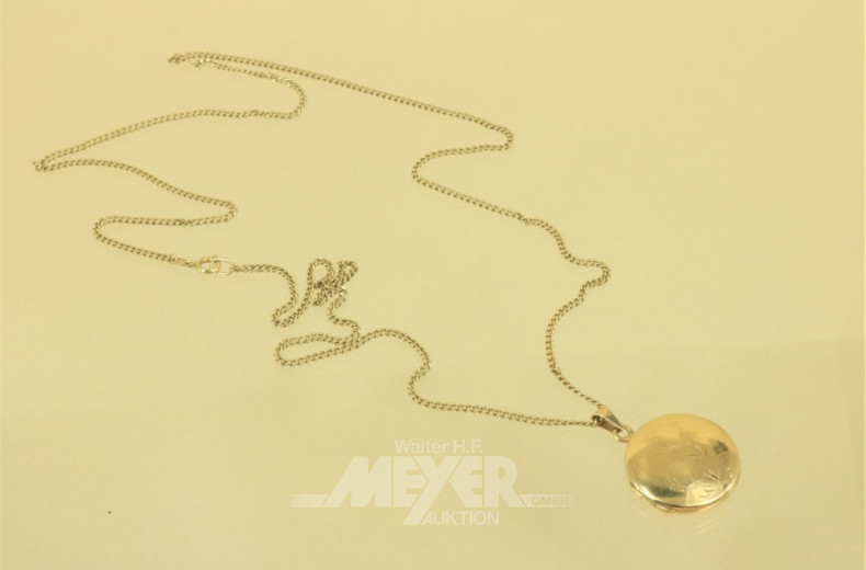 Halskette mit Medaillon, 585er GG,