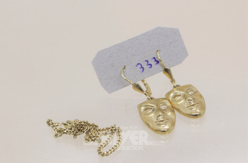 Paar Ohrringe, 333er GG sowie