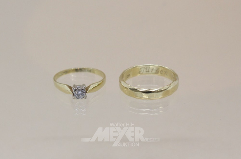 Solitärring, 585er GG, sowie