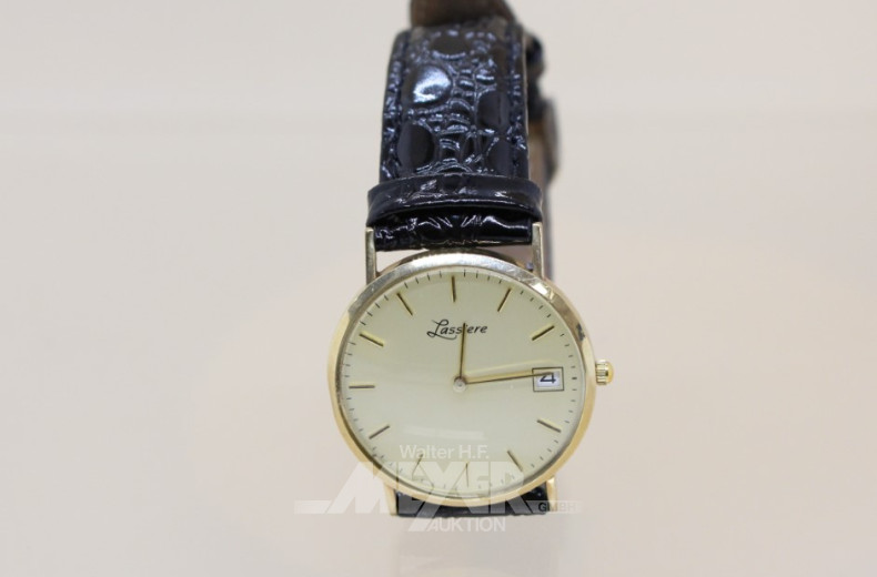 Herrenarmbanduhr, 375er GG,