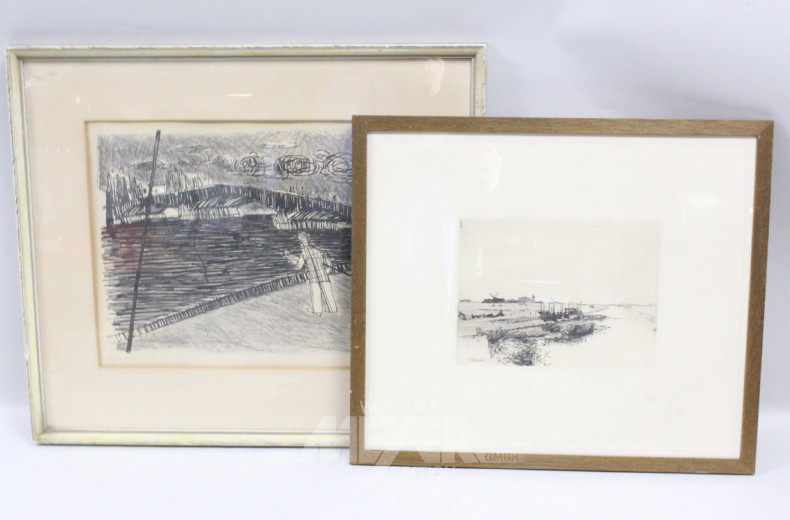 4 versch. Bilder/Lithografien: