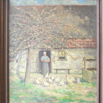 Gemälde, ''Hühnerhof'', 20. Jh.
