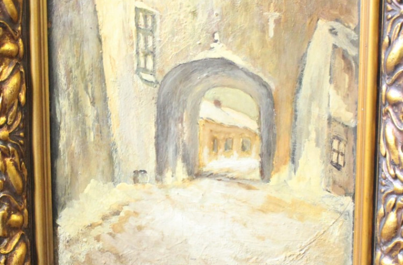 Gemälde, ''Stadttor im Winter''