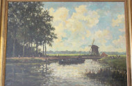 Gemälde, ''holl. Seelandschaft mit Mühle''
