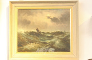 Gemälde, ''Segler in schwerer See''