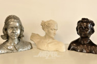 3 versch. Büsten, u.a. Bronze