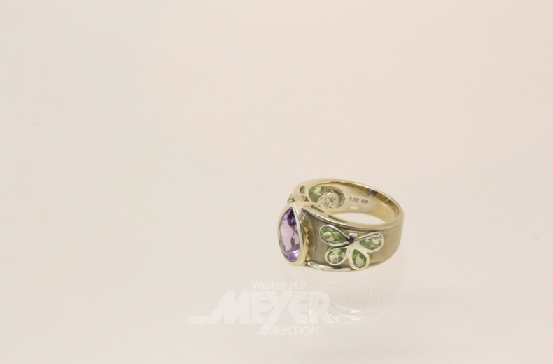 Damenring, 375er GG, besetzt mit