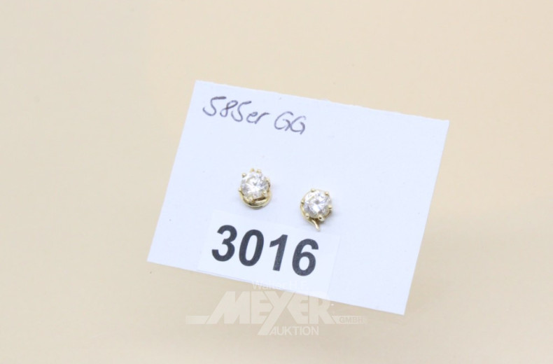 Paar Ohrstecker, 585er GG,