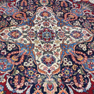 Orientteppich, Keshan, rot- blaugrundig,