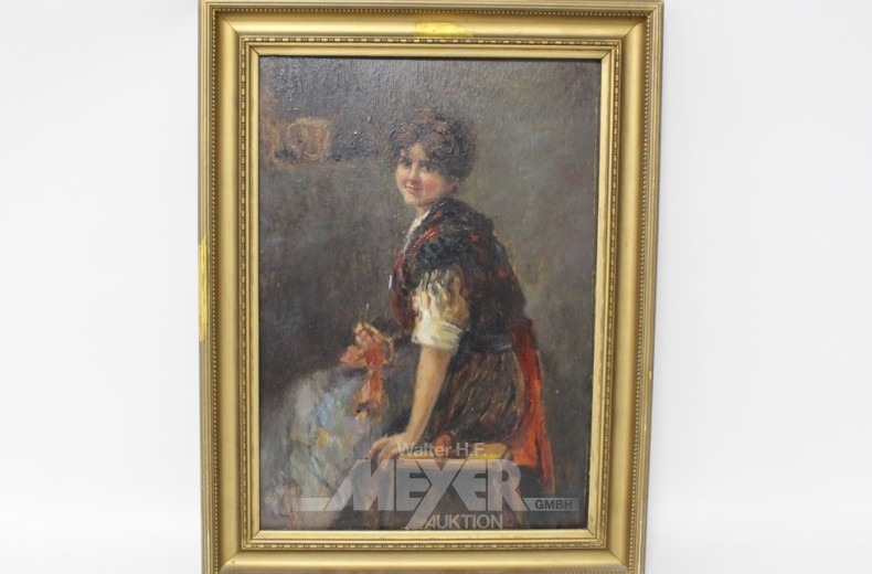 kl. Gemälde ''Mädchen'', unsign., Öl/Holz