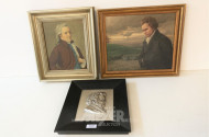 2 Drucke und 1 Zinnwandplakette ''Schubert''