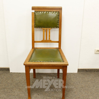 4 Stühle im ArtDeco-Stil, Eiche mit Leder