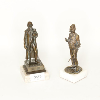 2 Bronze Figuren auf Marmorsockel,