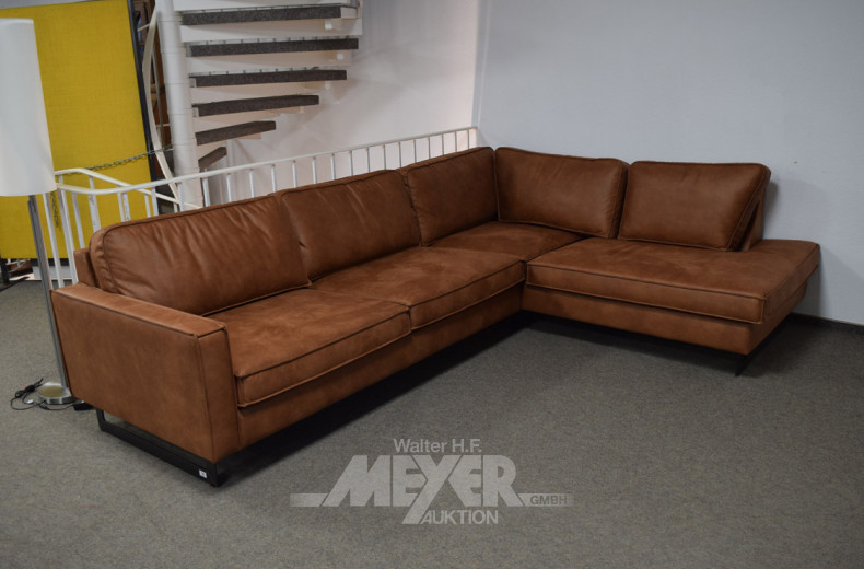 Ecksofa, rostbraun, ca. 290 x 215 cm