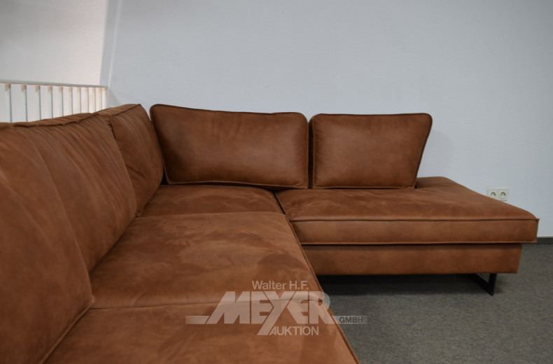 Ecksofa, rostbraun, ca. 290 x 215 cm