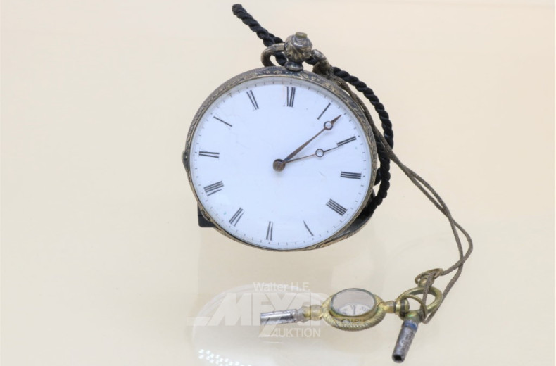 Taschenuhr, Silber, Schlüsselaufzug