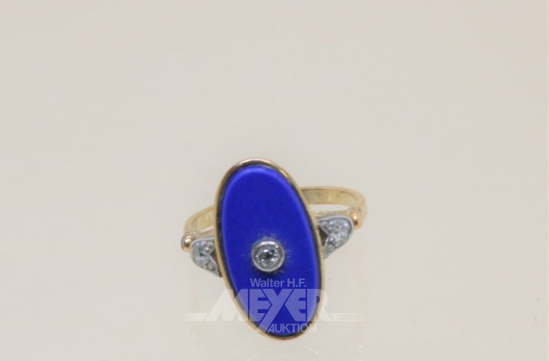 ovaler Ring, 585er GG, besetzt mit