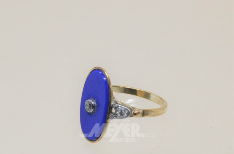 ovaler Ring, 585er GG, besetzt mit