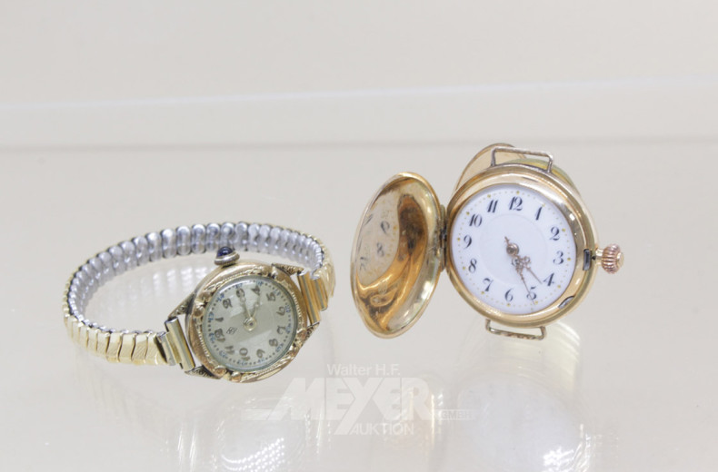 kl. Damenarmbanduhr Gelbgold,