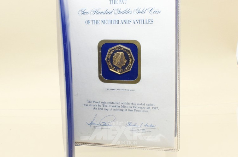 4 kl.Münzmappen mit je 1 Goldmünze