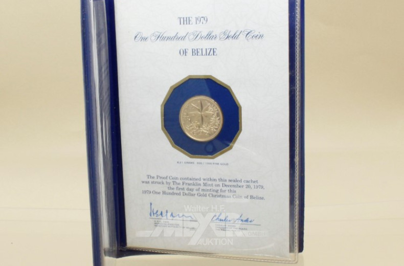 4 kl.Münzmappen mit je 1 Goldmünze