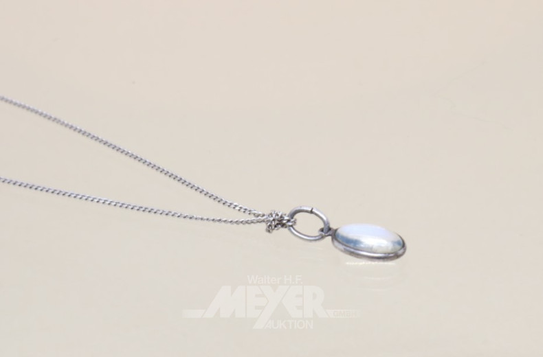 Kette, 585er WG, mit Mondsteinanhänger,