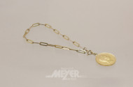 Armband, 333er GG, mit Münzanhänger