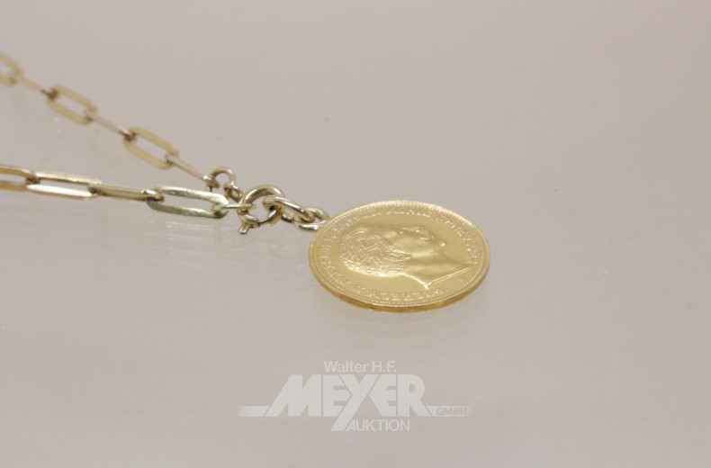 Armband, 333er GG, mit Münzanhänger