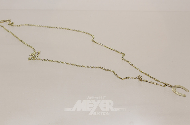 Kette mit Hufeisenanhänger, 585er GG