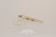 Anstecknadel, 585er GG, mit 2 kl. Ringen