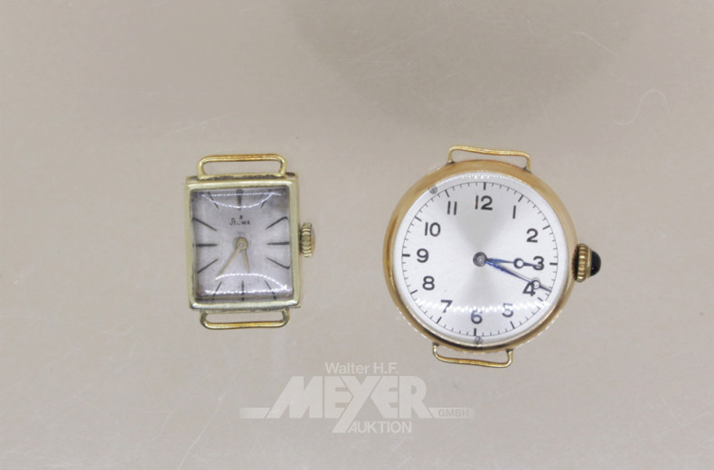 2 Uhren, 585er GG, 1 Schließe, 585er GG,