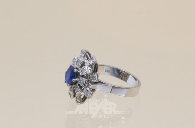 Damenring, 585er WG, besetzt mit