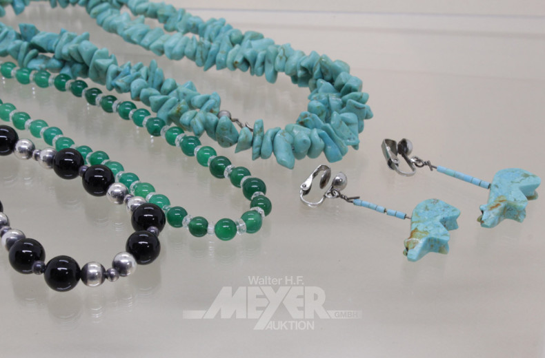 6 Ketten, 1 Armband, 1 Paar Ohrhänger