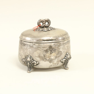 ovale Zuckerdose um 1900, 750er Silber