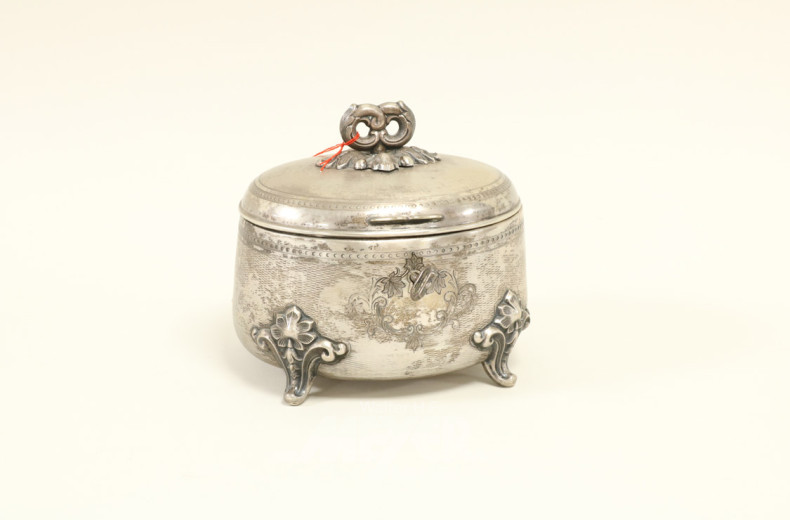 ovale Zuckerdose um 1900, 750er Silber