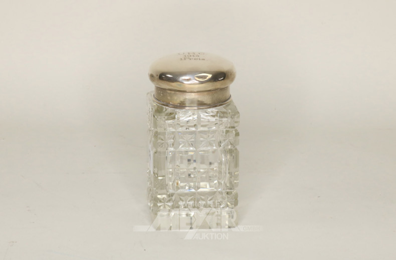 Kristalldose/Pokal mit Silberdeckel