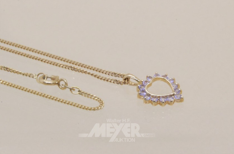 Kette, 585er GG, mit Herzanhänger,