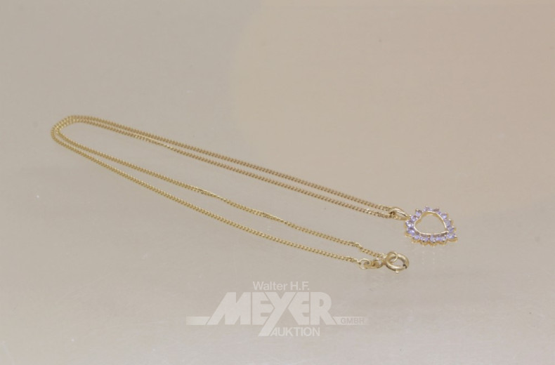 Kette, 585er GG, mit Herzanhänger,