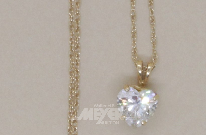 Kette, 585er GG, mit Anhänger, ca. 2 g